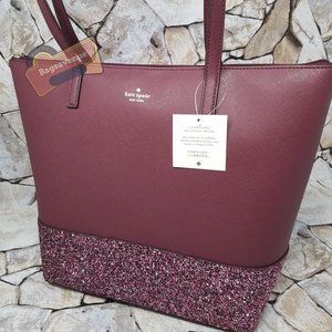 #bagsavenue Glitter Penny Greta Court Cherrywood Kate Spade FAST SHIPPING